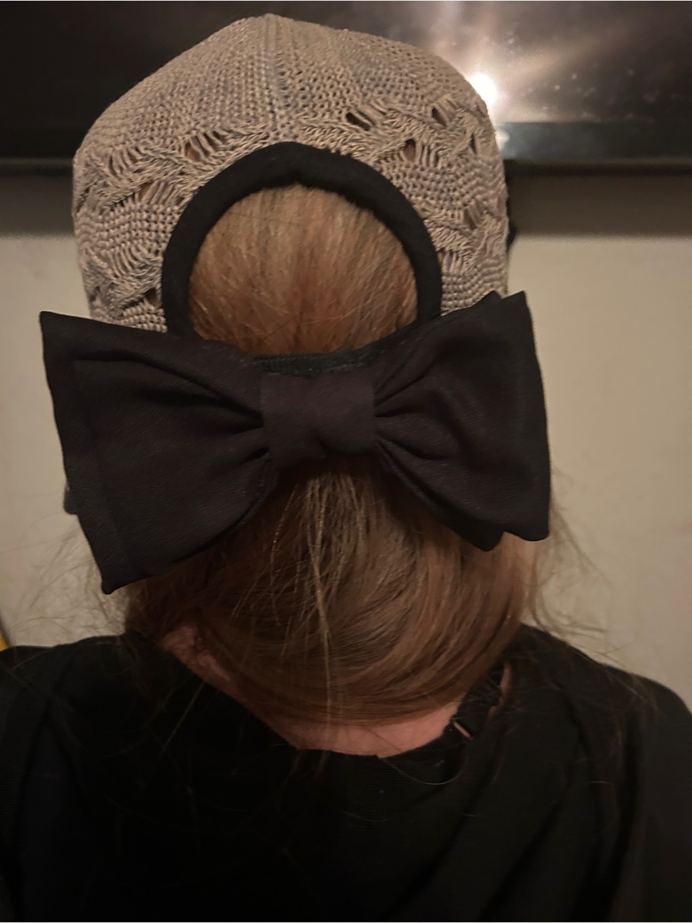 Black Bow Ponytail Cap - Kids Accessories